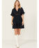 Image #1 - Wishlist Women's Solid Lace Trim Mini Dress, Navy, hi-res