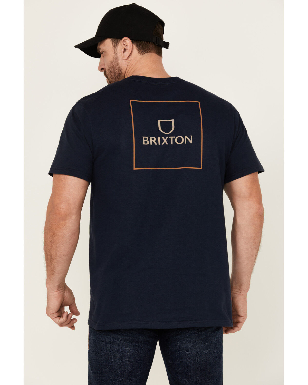 Image #4 - Brixton Men's Alpha Square logo Short Sleeve Graphic T-Shirt, Navy, hi-res