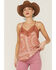 Image #1 - Miss Me Women's Medallion Print Lace Trim Cami, Rust Copper, hi-res