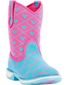 Laredo Girls' Spryte Pink and Blue Perform Air Cowgirl Boots - Square Toe, Blue, hi-res