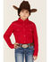 Image #1 - Shyanne Girls' Rhinestone Long Sleeve Western Button Down Shirt, Cherry, hi-res