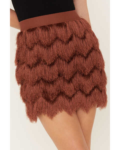 Image #2 - Shyanne Women's Fringe Flapper Mini Skirt, Brown, hi-res