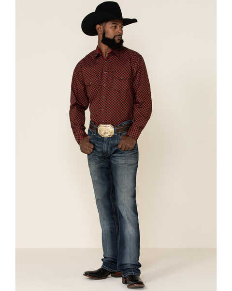 Image #2 - Resistol Men's Red Camden Geo Print Long Sleeve Western Shirt , Red, hi-res
