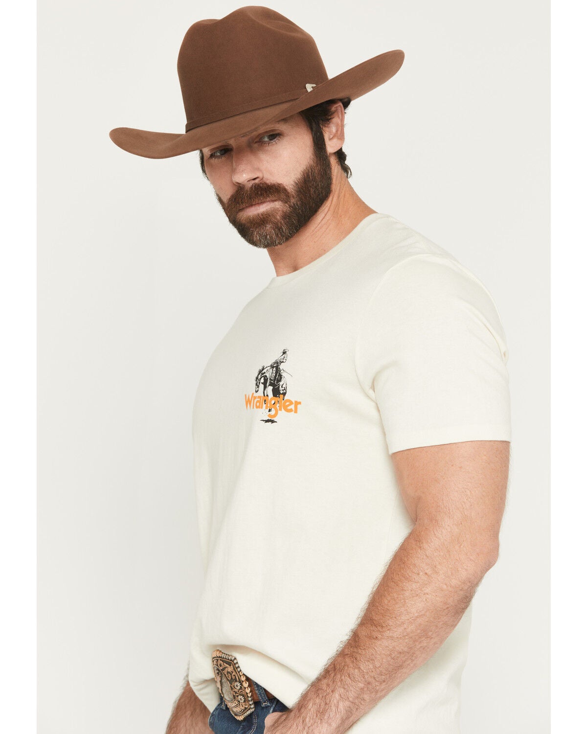 Image #3 - Wrangler Men's Long Live Cowboys Short Sleeve Graphic T-Shirt, Off White, hi-res