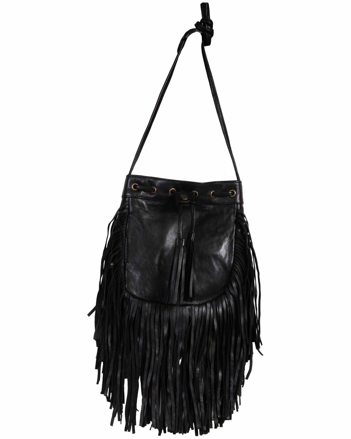 Image #1 - Scully Women's Fringe Leather Handbag, Black, hi-res