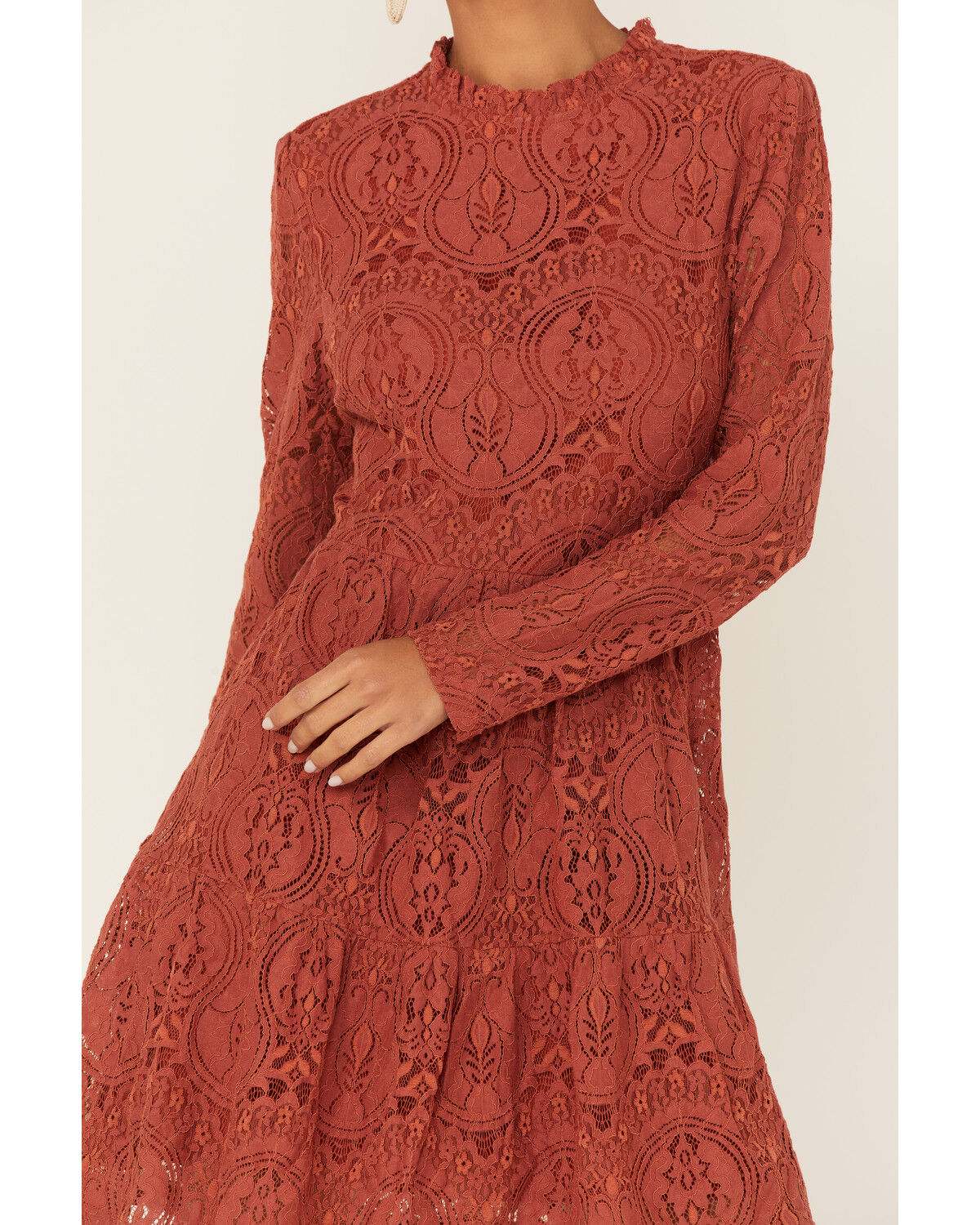 rust lace dress