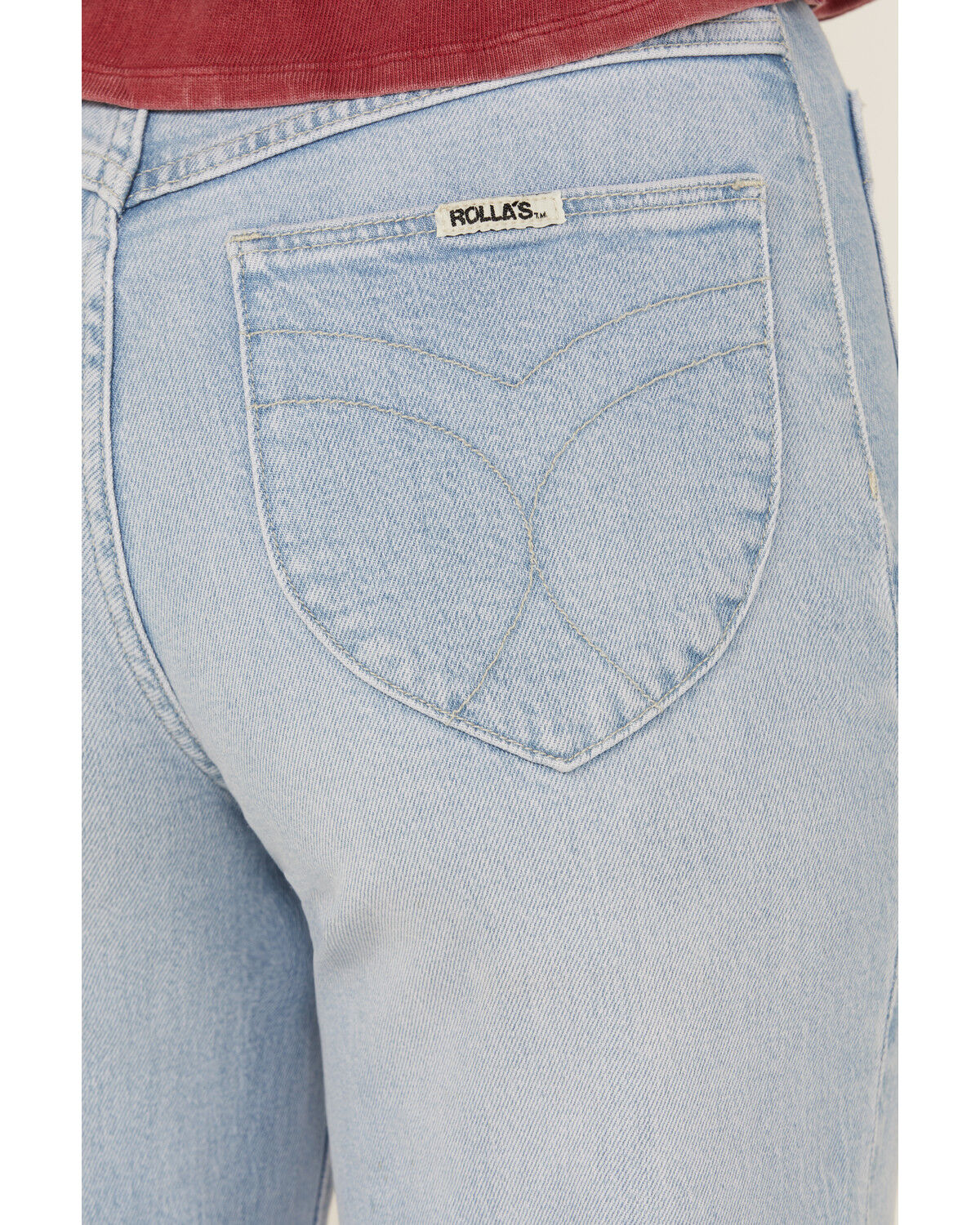 Image #4 - Rolla's Women's Boot Barn Exclusive Bluebird Light Wash High Rise Sailor Wide Leg Stretch Denim Jeans, Light Wash, hi-res