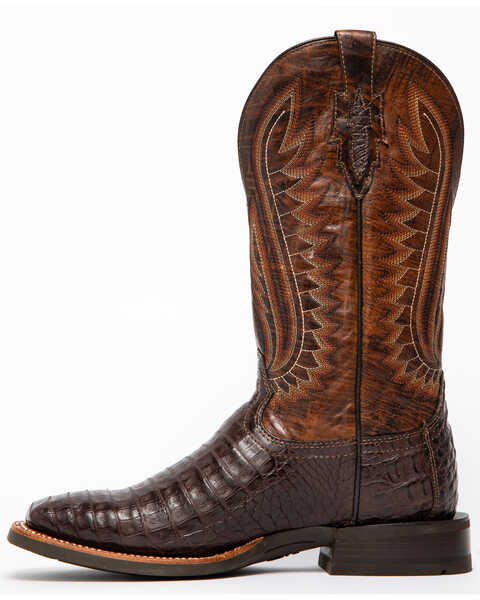 Image #3 - Ariat Men's Double Down Caiman Belly Cowboy Boots - Broad Square Toe, Brown, hi-res