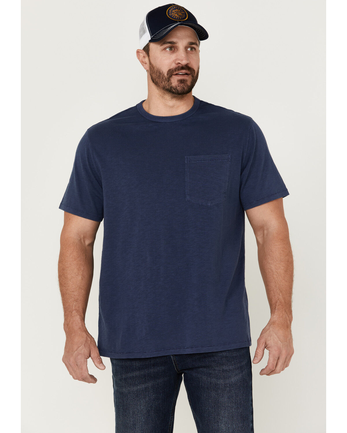 Image #1 - Brothers and Sons Men's Basic Short Sleeve Pocket T-Shirt, Navy, hi-res