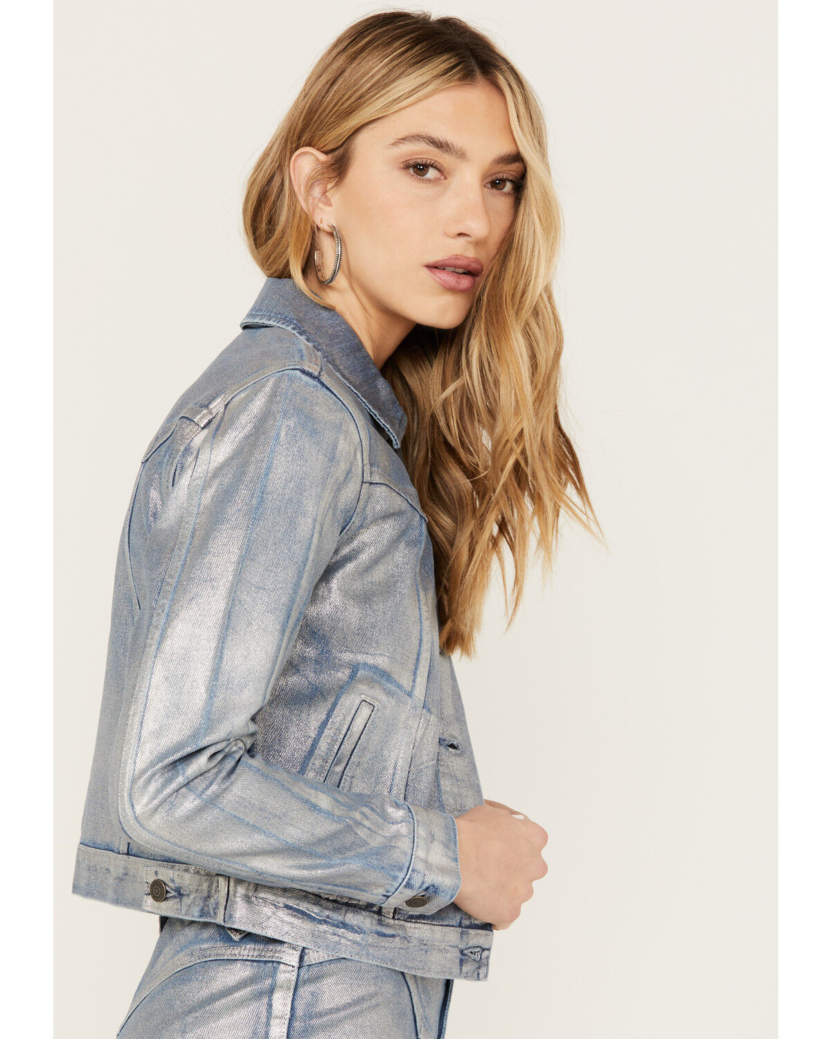 Image #3 - Idyllwind Women's Goldfinch Denim Foiled Jacket, Light Medium Wash, hi-res
