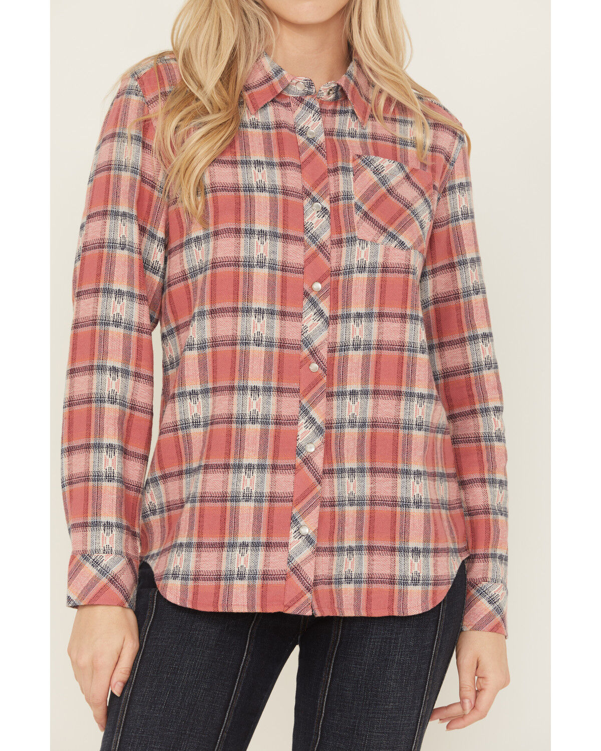 Image #3 - Idyllwind Women's Savoy Plaid Print Long Sleeve Pearl Snap Flannel Shirt, Rose, hi-res