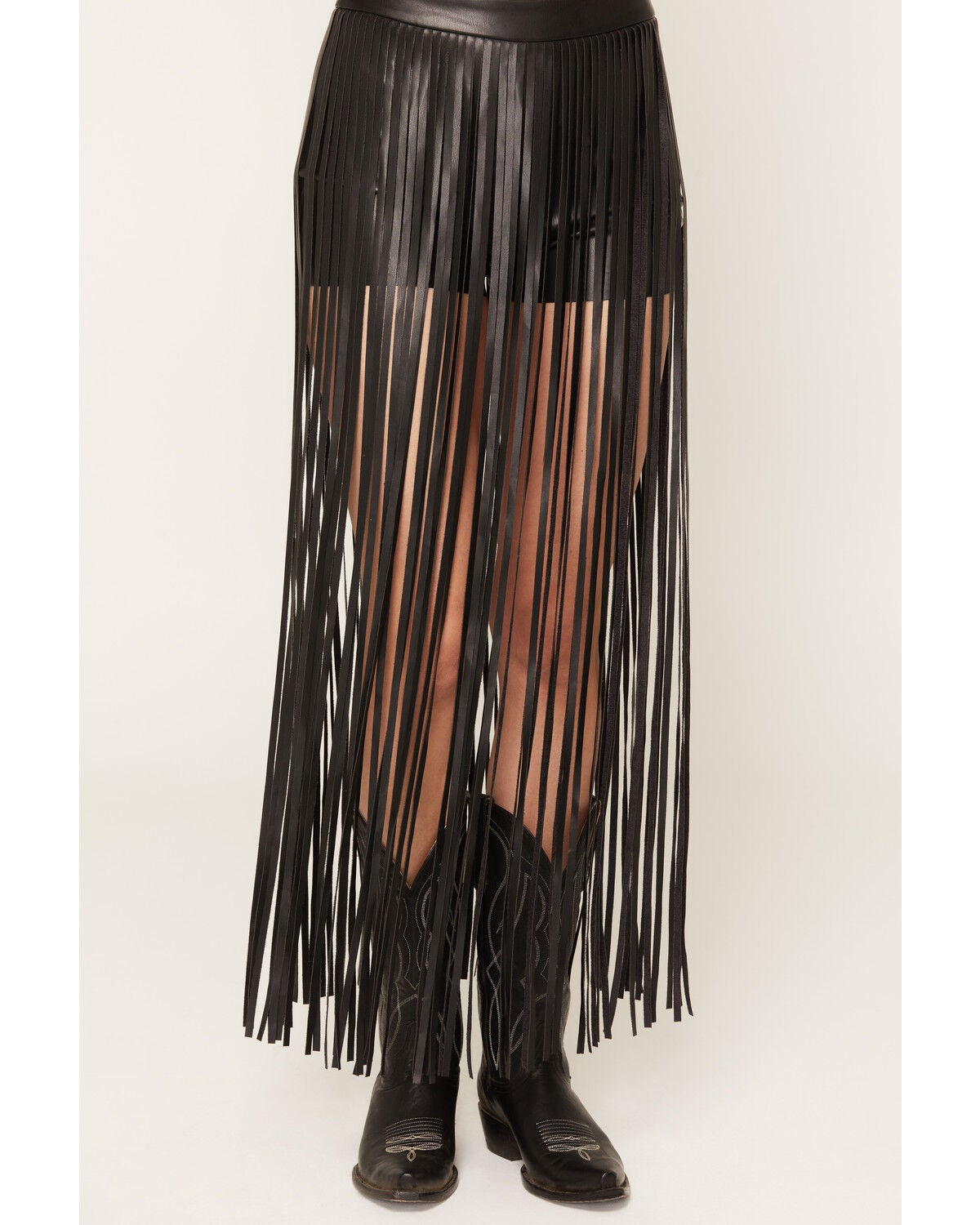 Image #2 - Idyllwind Women's Hanoverian Faux Leather Fringe Shorts, Black, hi-res
