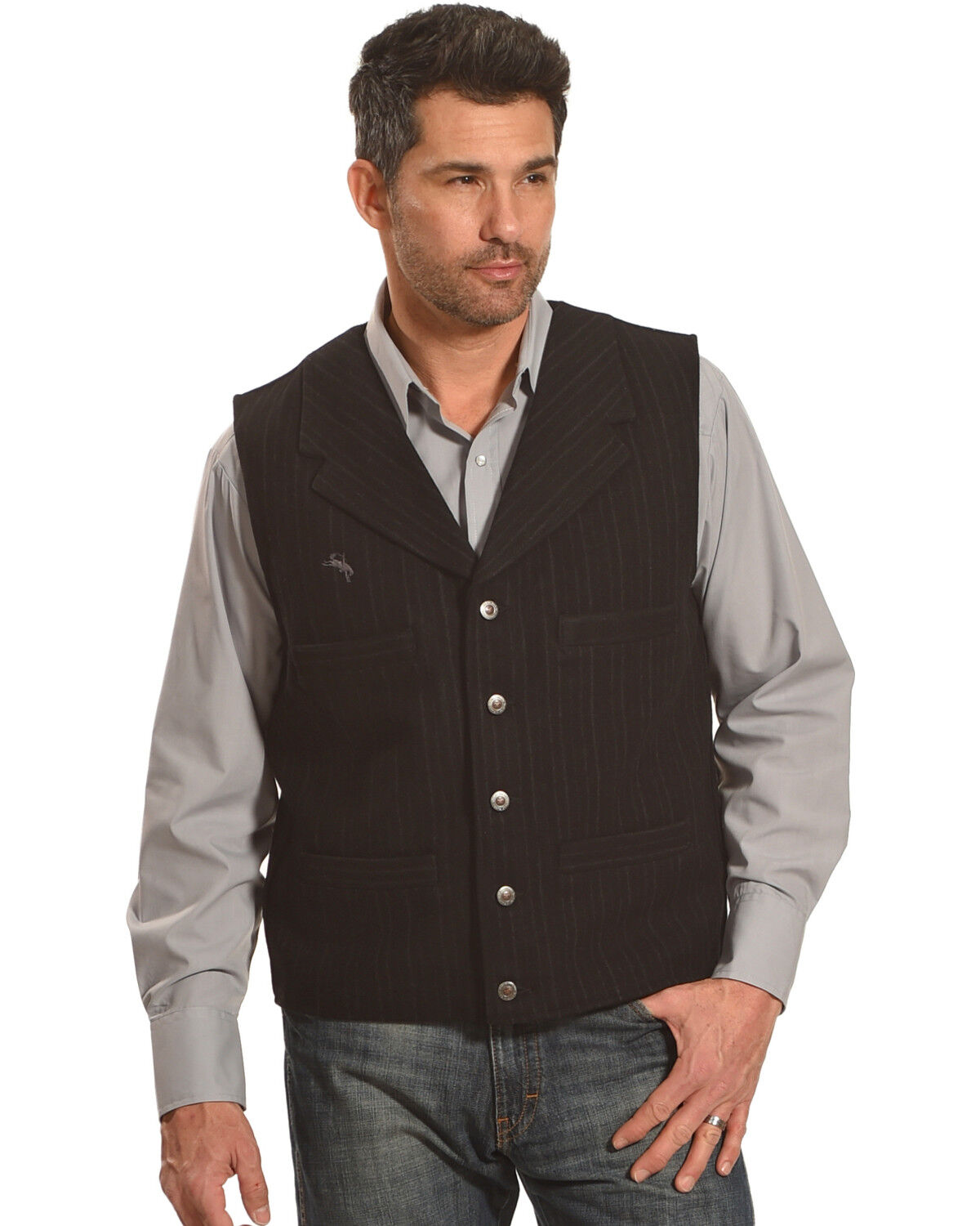 Image #1 - Wyoming Traders Men's Banker's Wool Vest, Black, hi-res