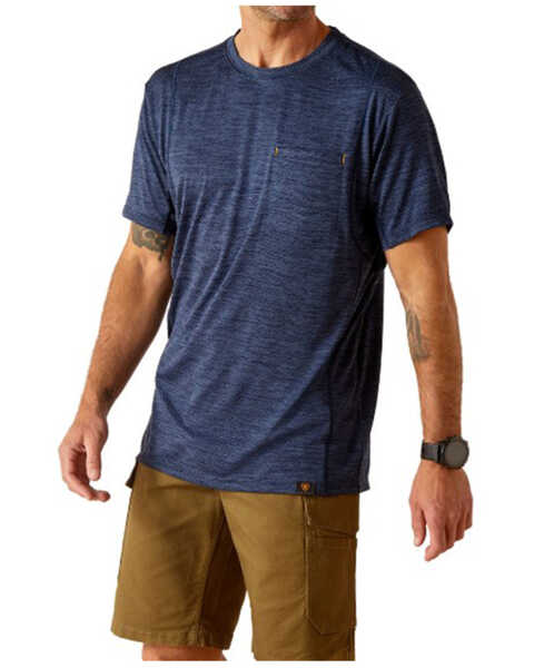 Image #1 - Ariat Men's Rebar Evolution Athletic Fit Short Sleeve T-Shirt , Navy, hi-res