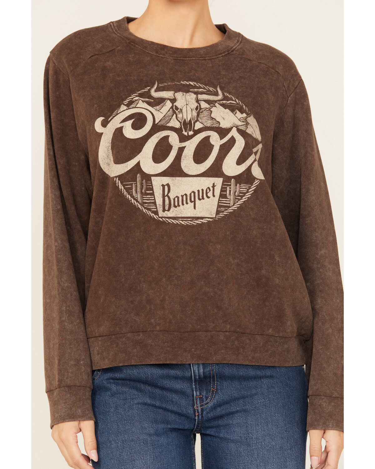Image #3 - Coors Women's Steer Head Crewneck Sweatshirt, Brown, hi-res