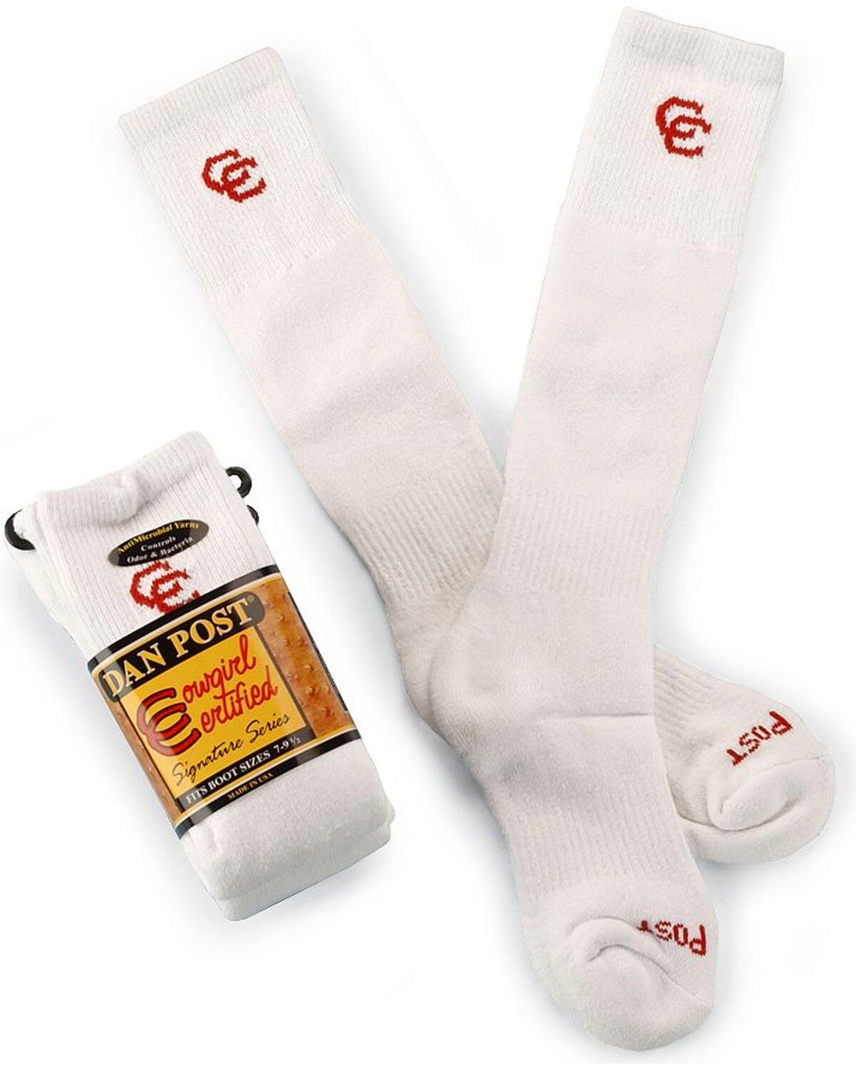 Image #1 - Dan Post Women's Cowgirl Certified Boot Socks - 2 Pack, White, hi-res