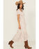 Image #1 - Wild Moss Women's Floral Print Short Sleeve High-Low Dress, Ivory, hi-res