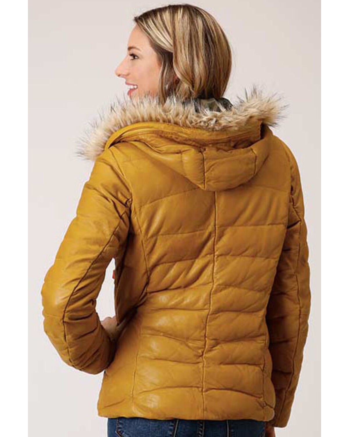 yellow quilted coat