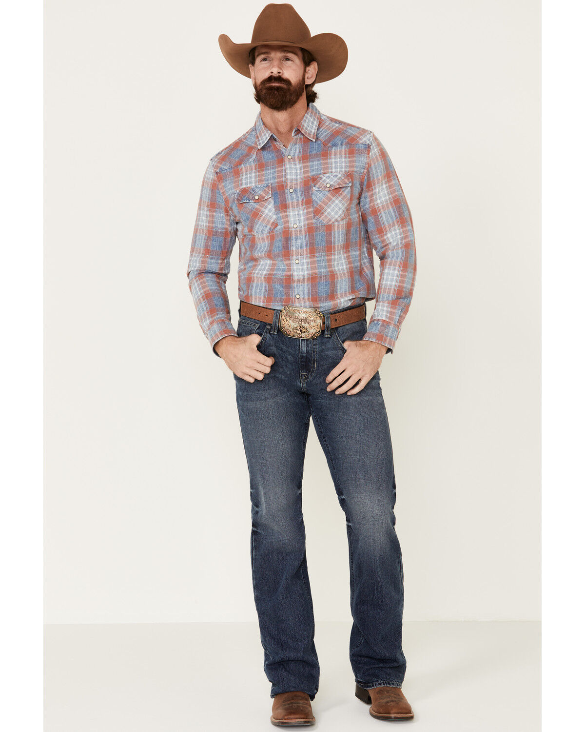 Image #1 - Flag & Anthem Men's Rosburg Plaid Long Sleeve Western Shirt, , hi-res
