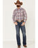 Flag & Anthem Men's Rosburg Plaid Long Sleeve Western Shirt , Indigo, hi-res