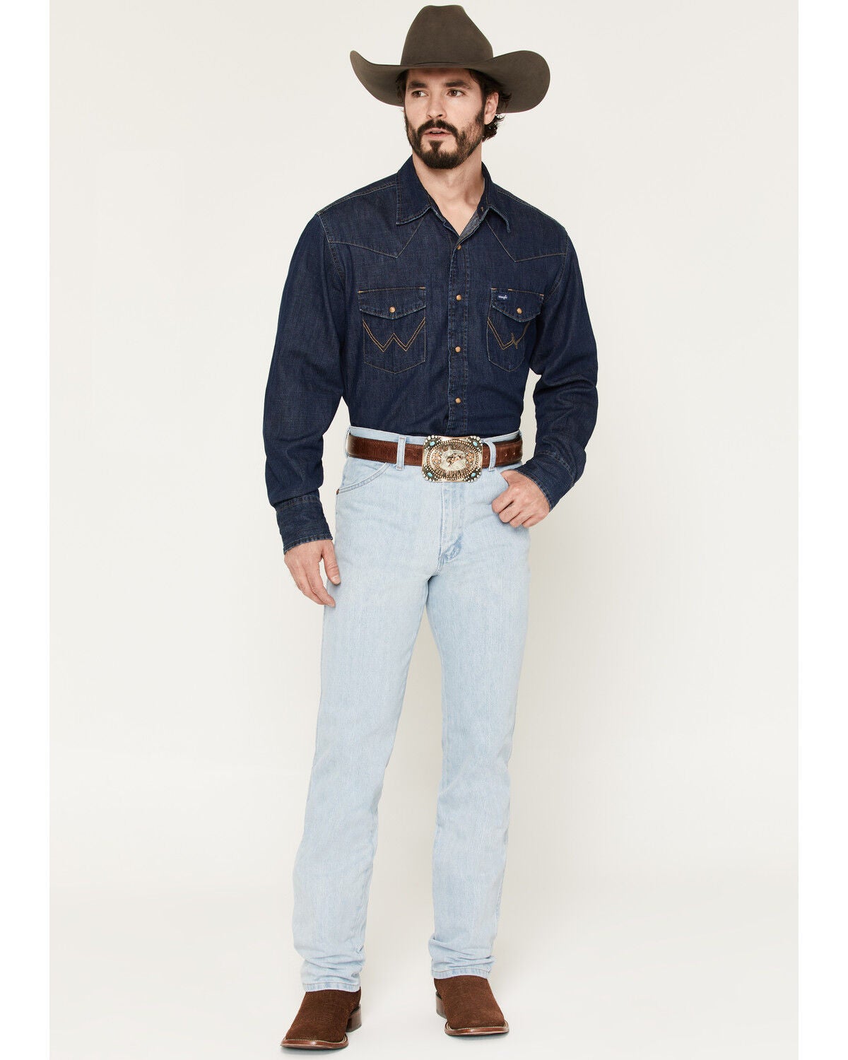 Image #1 - Wrangler Men's 936 Cowboy Cut Slim Fit Prewashed Jeans, Bleach Indigo, hi-res