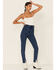 Image #1 - Wishlist Women's Dark Wash Acid Fading High Rise Skinny Jeans, Blue, hi-res