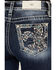 Image #2 - Miss Me Women's Dark Wash Fleur de Lis Bootcut Stretch Denim Jeans, Dark Wash, hi-res