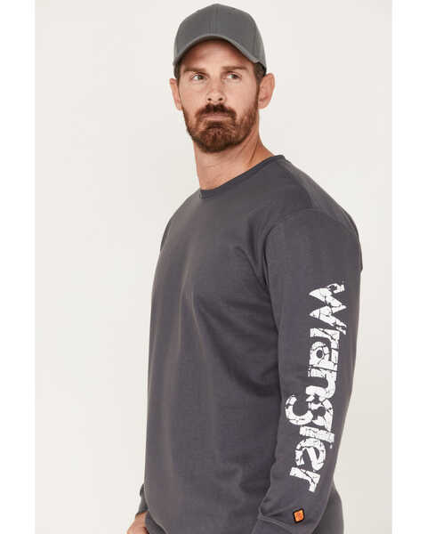 Image #2 - Wrangler Men's FR Logo Graphic Long Sleeve T-Shirt, Grey, hi-res