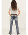 Image #1 - Grace in LA Girls' Medium Wash Floral Embroidered Bootcut Stretch Denim Jeans, Blue, hi-res
