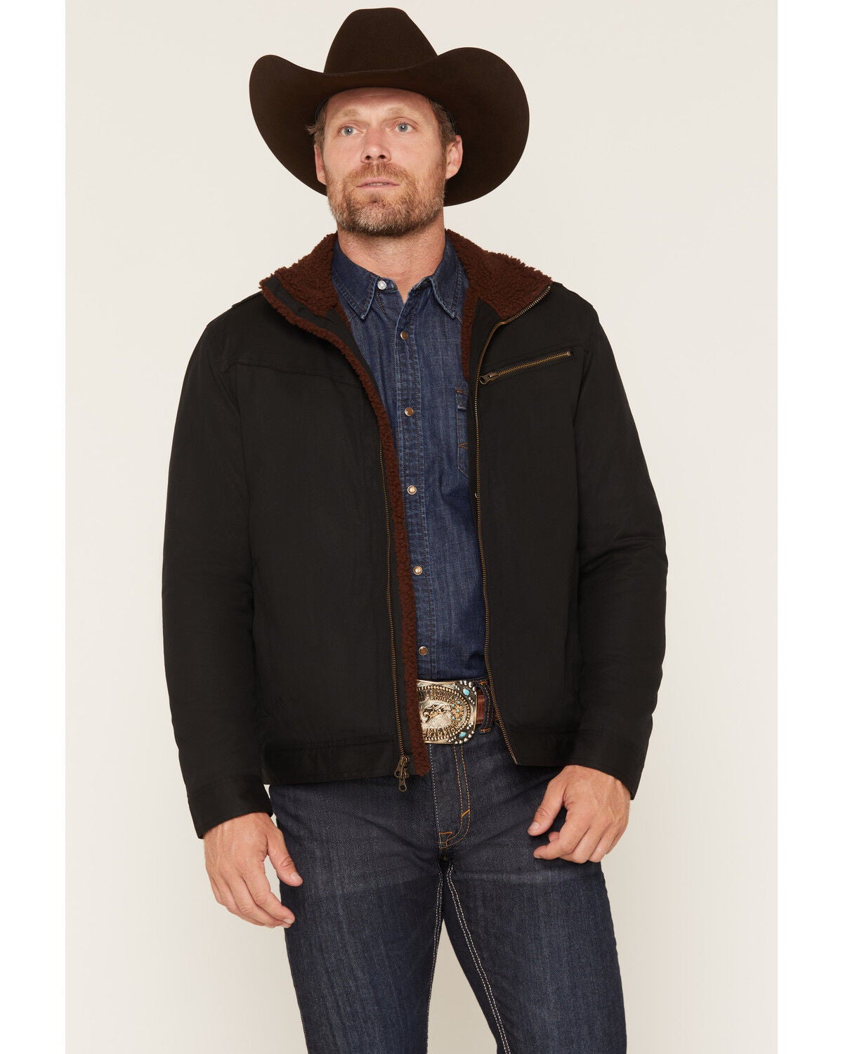 Cody James Men's Maverick Concealed Carry Sherpa Lined Waxed Canvas Jacket, Black, hi-res