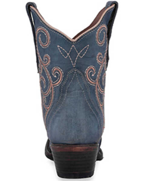 Image #4 - Circle G Women's Distressed Embroidered Triad Ankle Boots - Snip Toe , Blue, hi-res