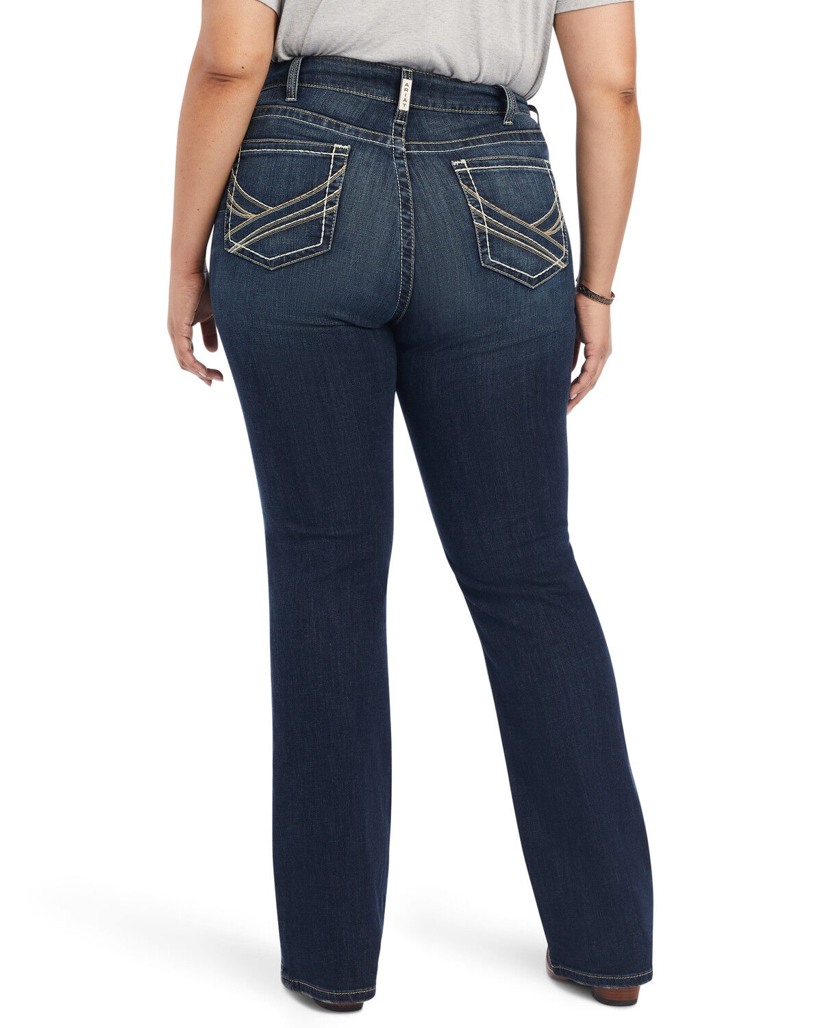 Image #2 - Ariat Women's R.E.A.L. Medium Wash Mid Rise Lexi Slim Stretch Bootcut Jeans - Plus, Blue, hi-res
