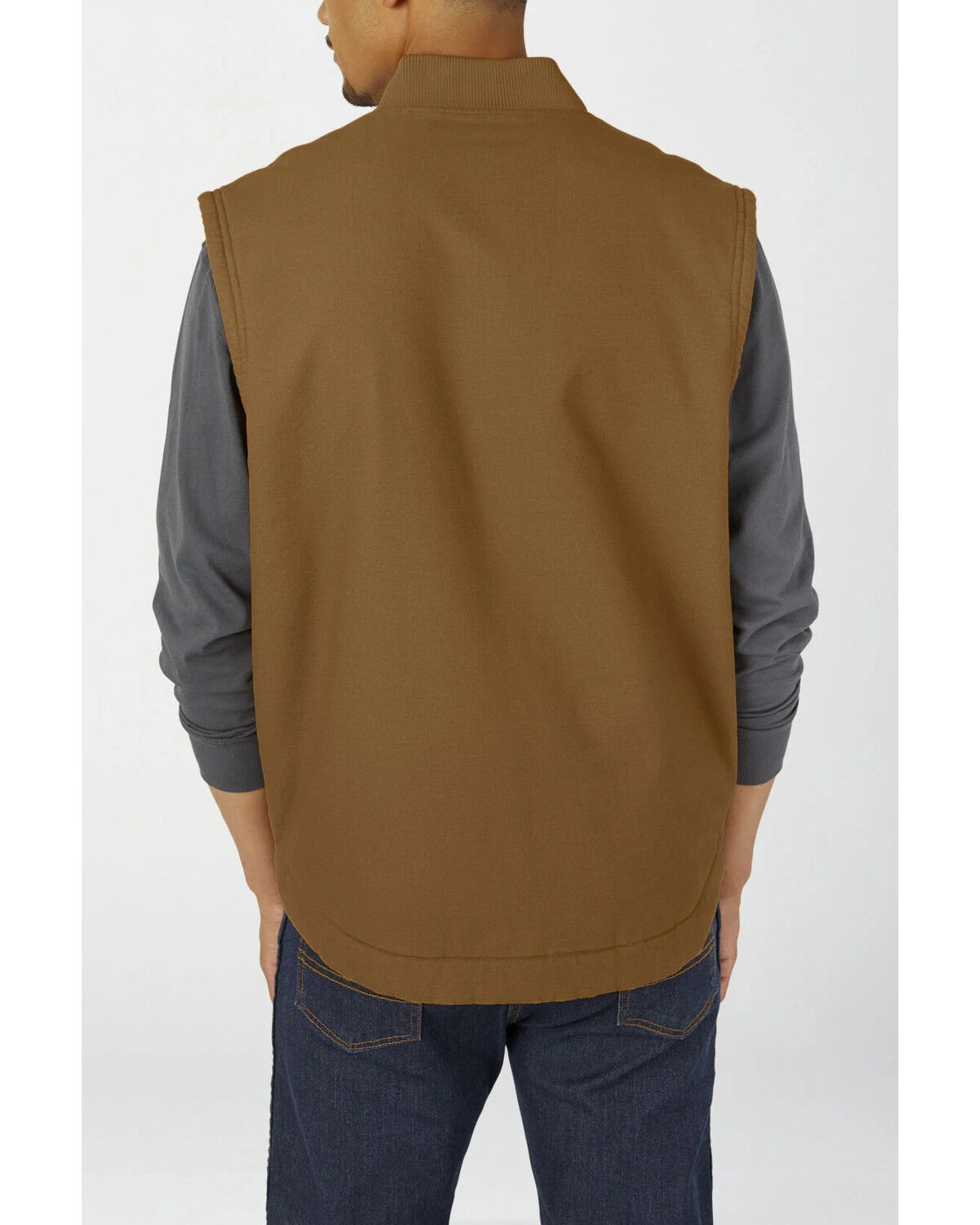 Image #2 - Dickies Men's Rinsed Brown Brushed Sherpa Duck Work Vest, Brown, hi-res