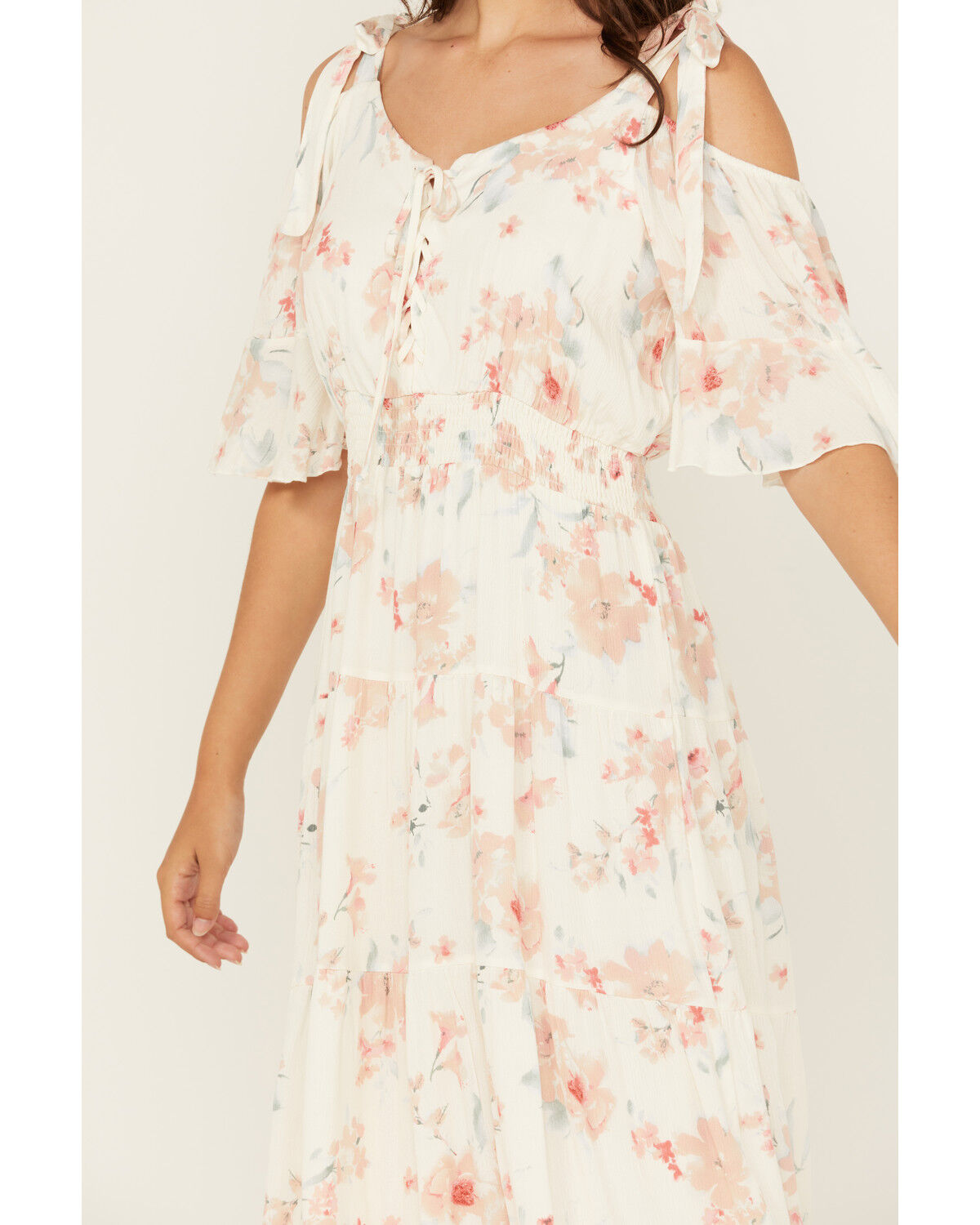 Image #3 - Wild Moss Women's Floral Print Cold Should High-Low Dress, Ivory, hi-res