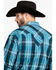 Stetson Men's Teal Slate Plaid Long Sleeve Western Shirt , Blue, hi-res