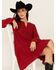 Image #2 - Wild Moss Women's Crochet Trim Mini Dress, Red, hi-res