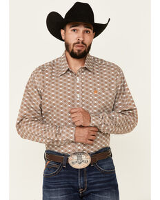 Cinch Men's Grey Weaved Print Long Sleeve Button-Down Western Shirt , Grey, hi-res