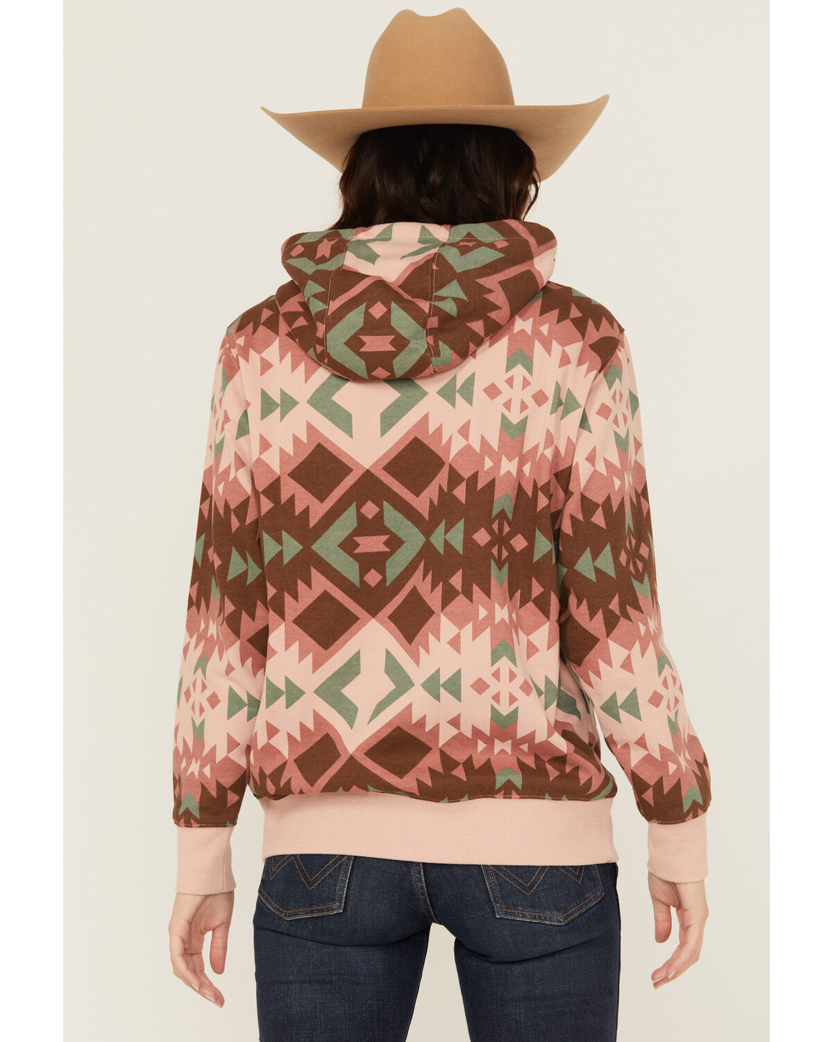 Image #4 - Ariat Women's Boot Barn Exclusive Southwestern Print Logo Hoodie, Pink, hi-res