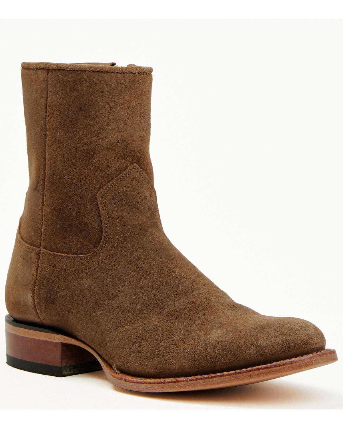 Moonshine Spirit&reg; Men's 8" Pancho Roughout Zipper Western Boots - Round Toe, Brown, hi-res
