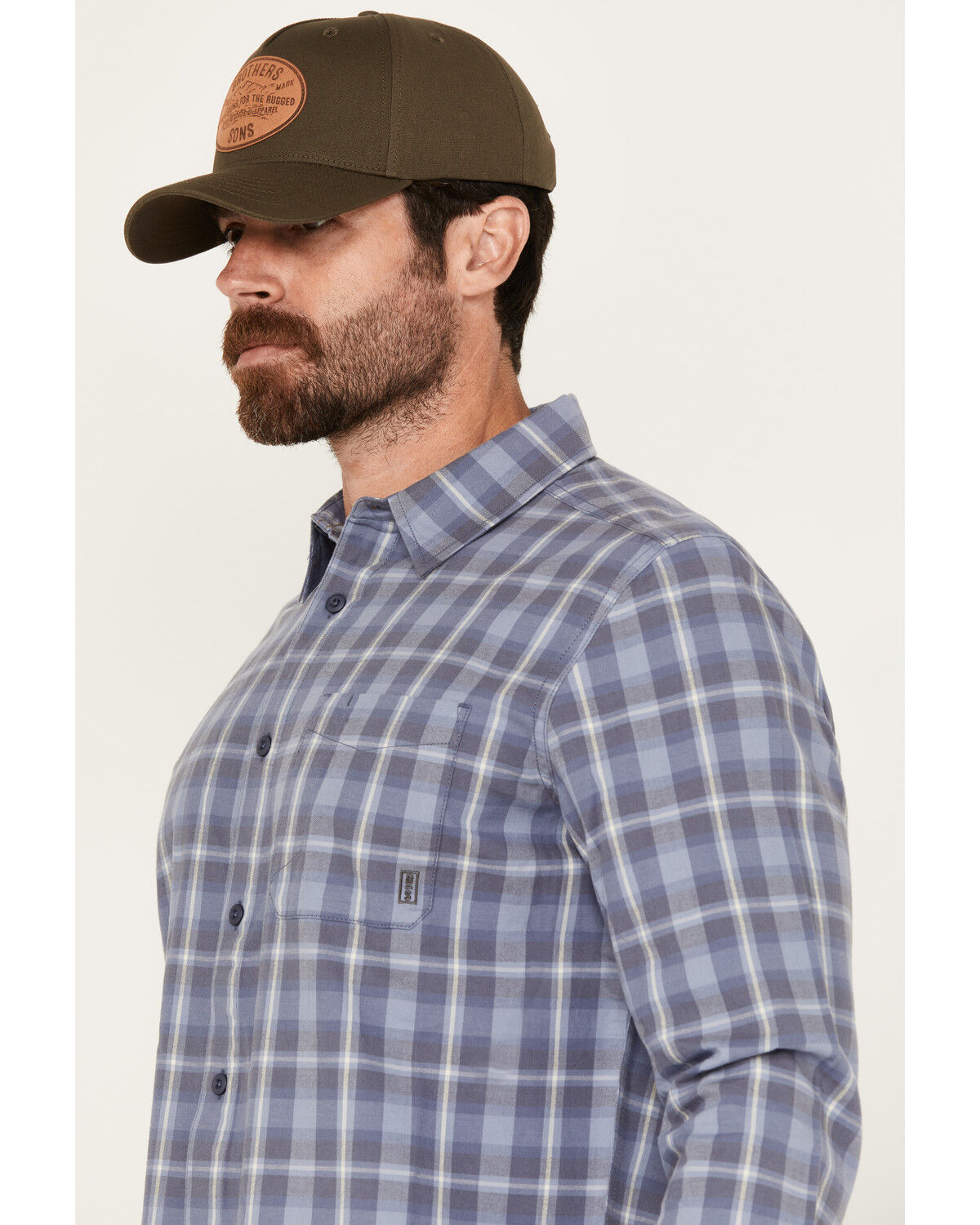 Image #2 - Brothers and Sons Men's Atascosa Plaid Print Long Sleeve Button Down Shirt, Light Blue, hi-res