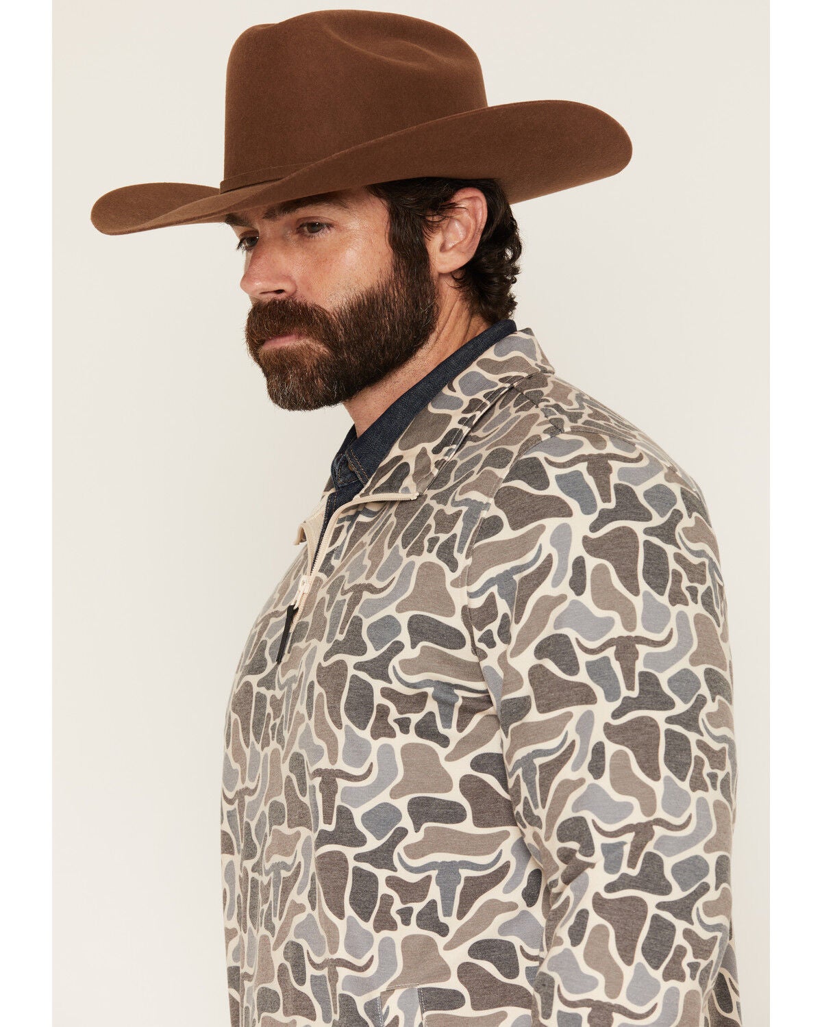 Image #2 - Rock & Roll Denim Men's Camo Print 1/4 Zip Pullover, Tan, hi-res