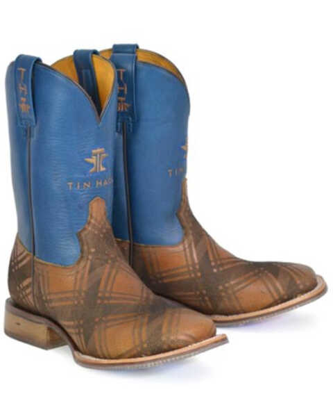 Tin Haul Men's Crisscross Western Boots - Broad Square Toe , Tan, hi-res