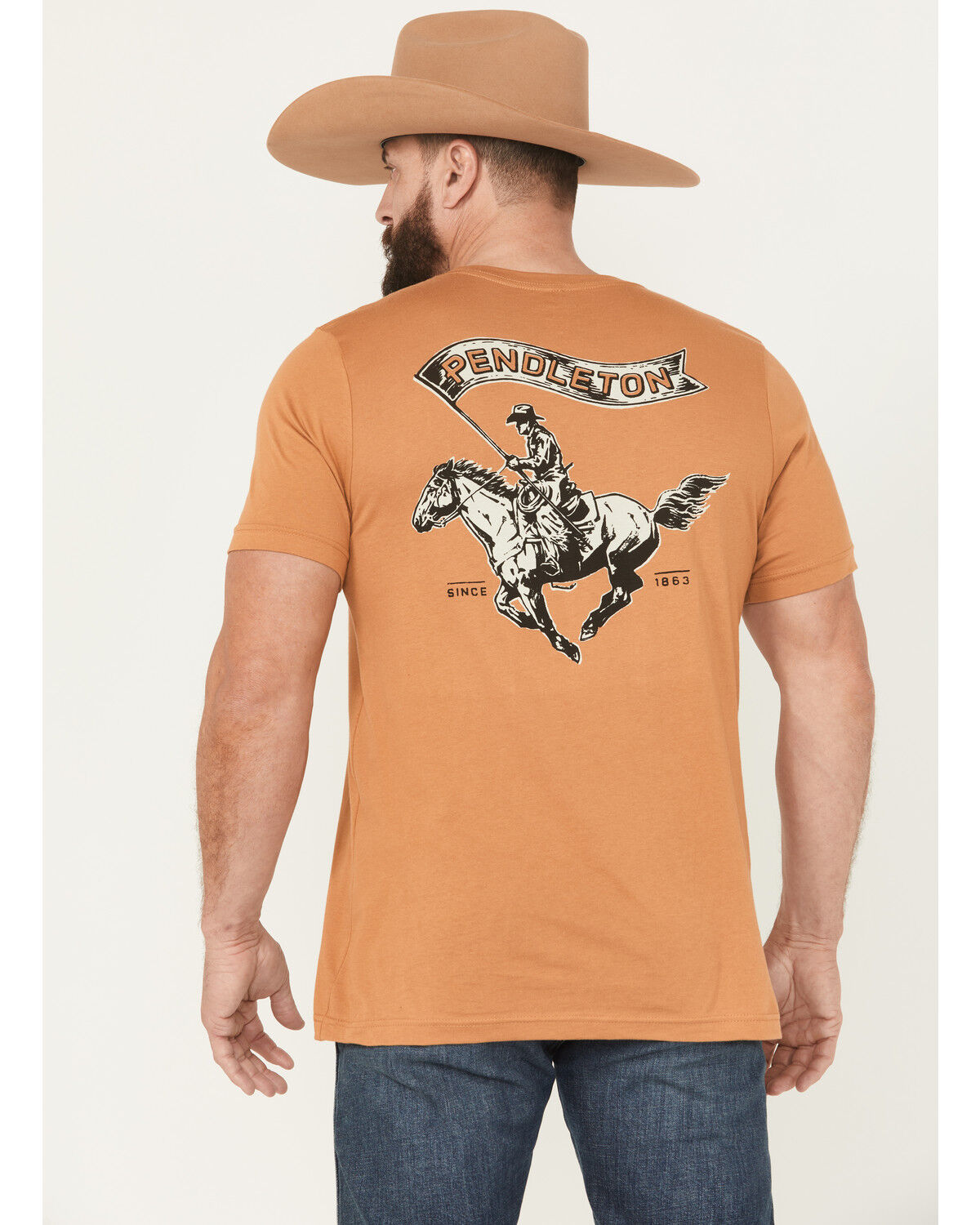 Image #1 - Pendleton Men's Rodeo Flag Short Sleeve Graphic T-Shirt, Copper, hi-res