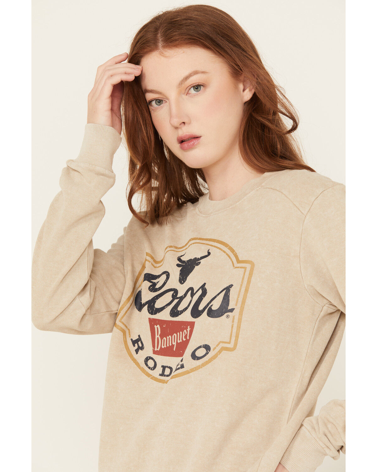 Image #2 - Coors Women's Banquet Logo Crewneck Sweatshirt, Sand, hi-res