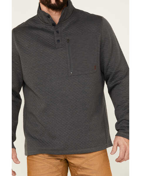 Image #3 - Brothers and Sons Men's Solid Quilt Weathered Mock 1/4 Button Front Pullover, Charcoal, hi-res
