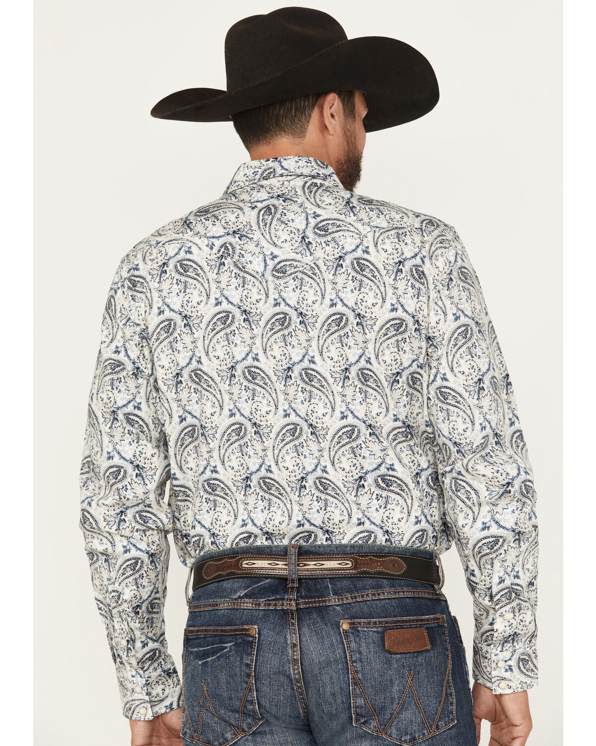 Image #4 - Cody James Men's Rodeo Runway Paisley Print Long Sleeve Snap Shirt, Blue, hi-res