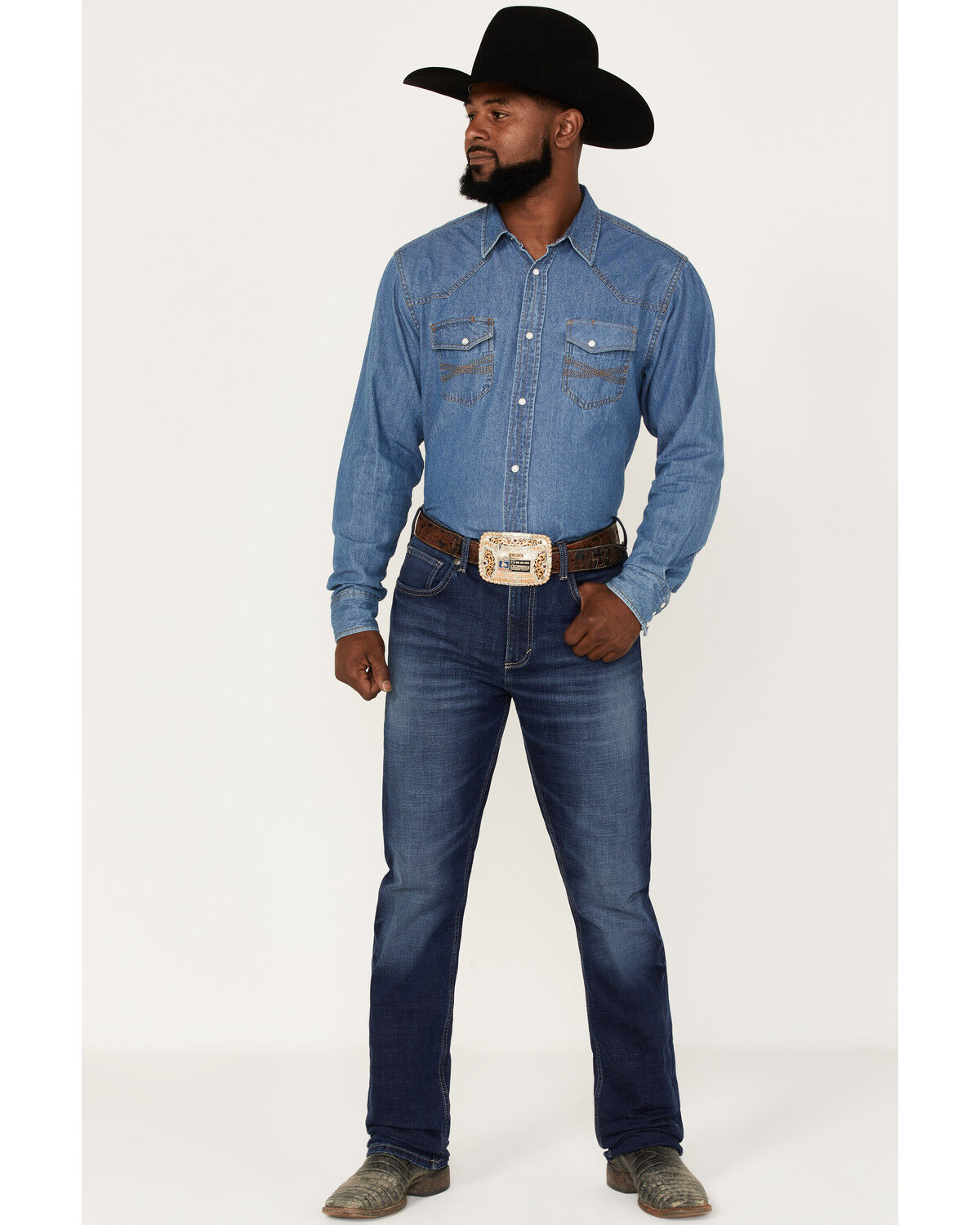 Image #1 - Wrangler 20X Men's 44MWX Fawnbrook Dark Wash Slim Straight Stretch Denim Jeans, Blue, hi-res