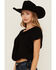 Image #2 - Wild Moss Women's Flutter Sleeve Peasant Top, Black, hi-res