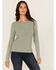 Image #1 - White Crow Women's Solid Long Sleeve Waffle Knit Shirt, Green, hi-res