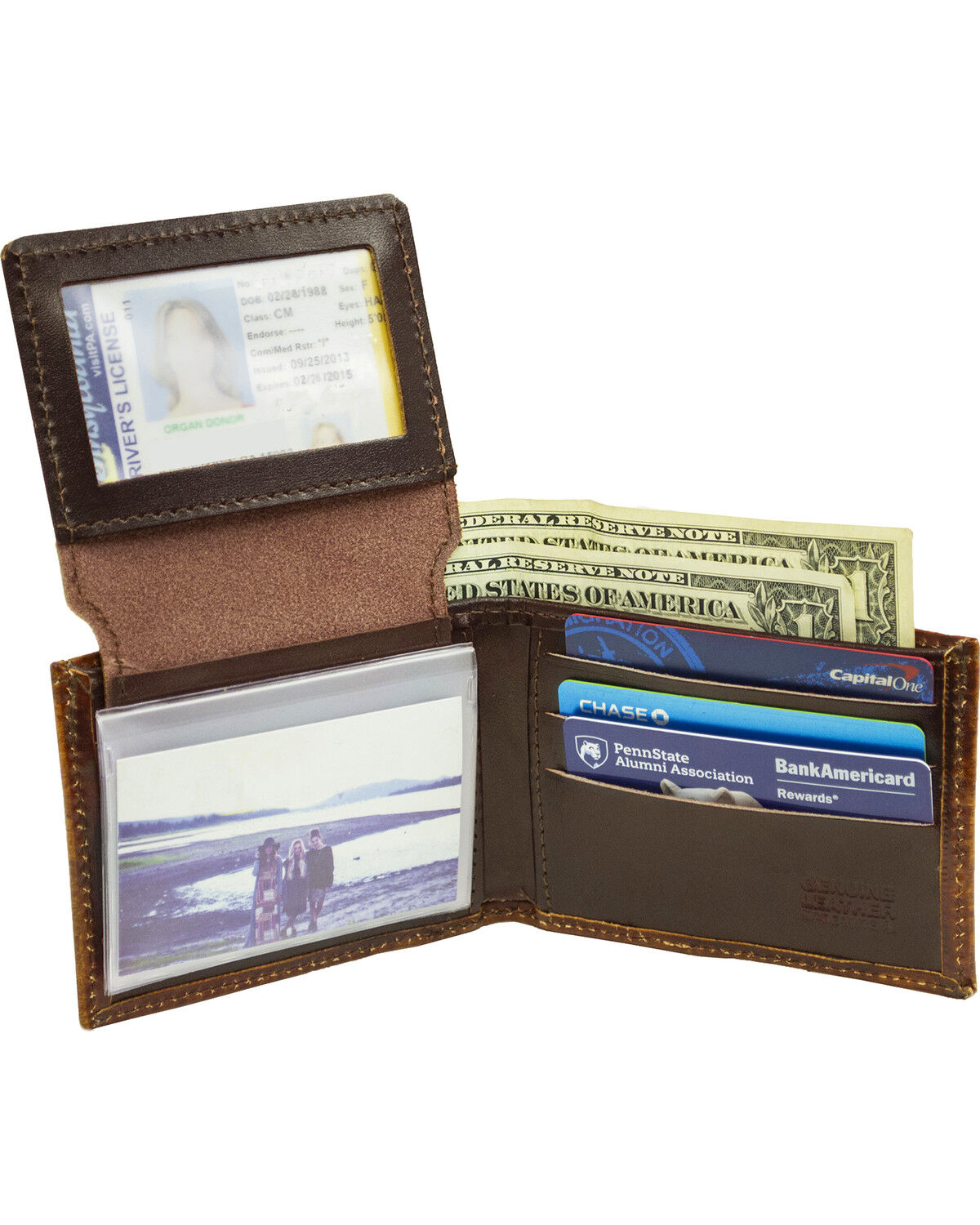 Image #2 - Western Express Brown Horses Leather Billfold Wallet *DISCONTINUED*, Brown, hi-res